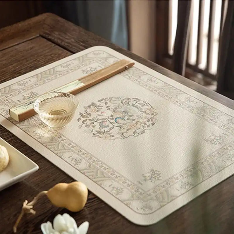 Chinoiserie Waterproof and Oil-proof Leather Washable Placemat