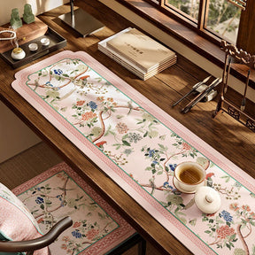 Chinoiserie Spring Pink Silicone Diatom Tea Table Mat Runner