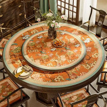 Chinoiserie Mountain Hydrangea Double-layer Round Leather Table Mat