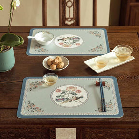 Chinoiserie Spring Bird and Flower Pattern Washable Placemat