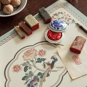 Chinoiserie Spring Bird and Flower Pattern Washable Placemat