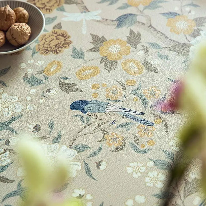 Chinoiserie Spring Blossom Waterproof Rectangular Table Mat