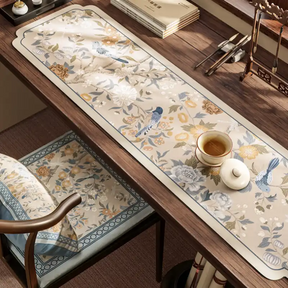 Chinoiserie Spring Blossom Vintage Leather Table Mat