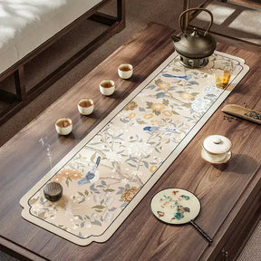 Chinoiserie Spring Blossom Vintage Leather Table Mat