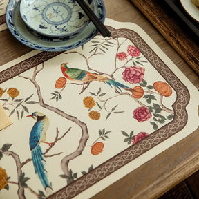 Chinoiserie Luxury Retro Floral Bird Waterproof Table Mat