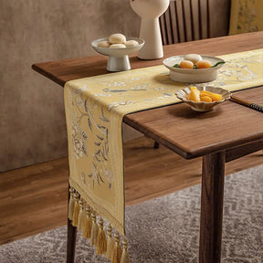 Chinoiserie Traditional Golden Autumn Table Runner