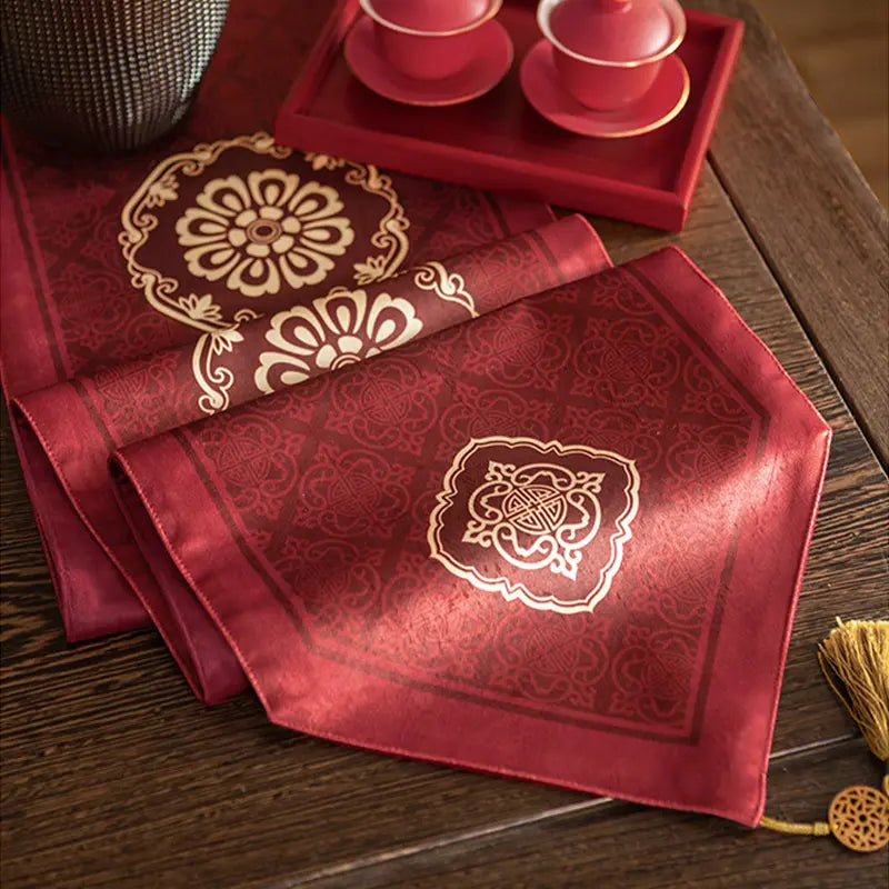 Chinoiserie Wedding Celebration Red Table Runner