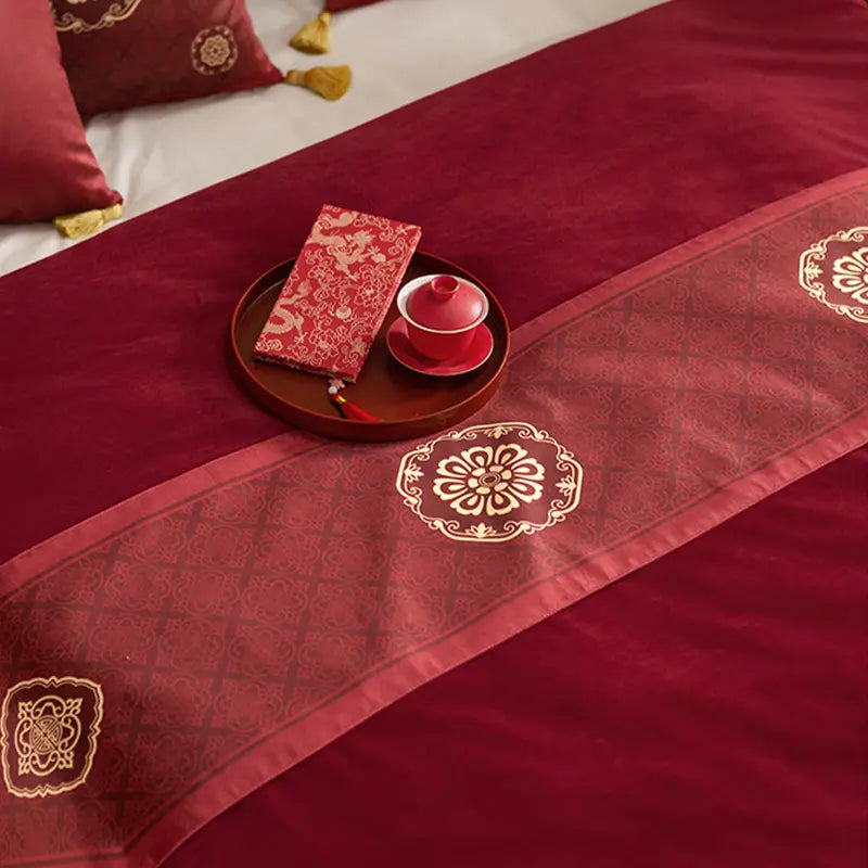 Chinoiserie Wedding Celebration Red Table Runner