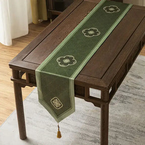 Chinoiserie Dark Green Elegance Table Runner