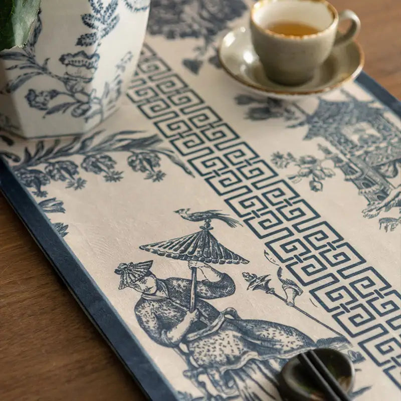 Chinoiserie Blue and White Simplicity Romantic Table Runner