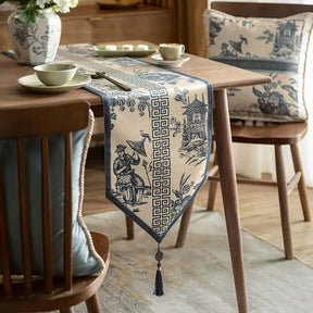 Chinoiserie Blue and White Simplicity Romantic Table Runner