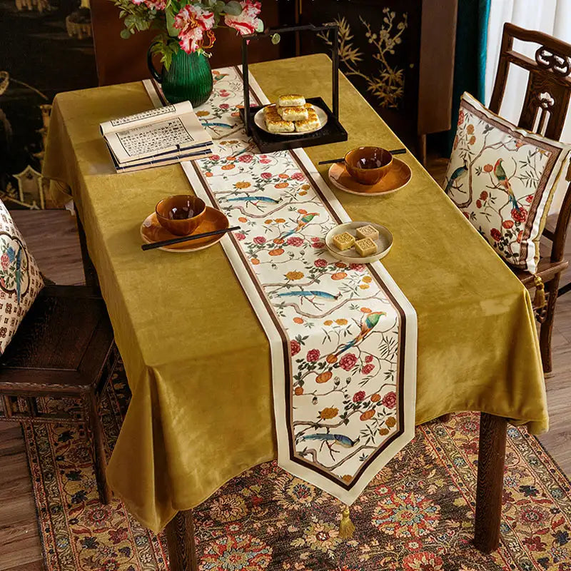 Chinoiserie Country Style Coffee Table Cover Table Runner