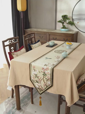 Chinoiserie Original Spring Flowers Table Runner